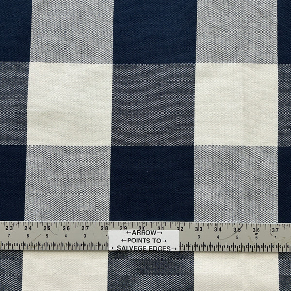 Big Check in Ink | Upholstery / Slipcover Fabric | Navy Blue and White | 100% Cotton | 55" Wide | Medium Weight | By the Yard