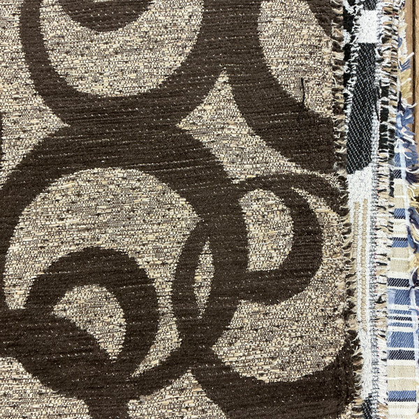Emboss in Espresso | Upholstery Fabric | Circle Geo in Brown / Beige | Richloom | Heavy Weight | 54" Wide | By the Yard