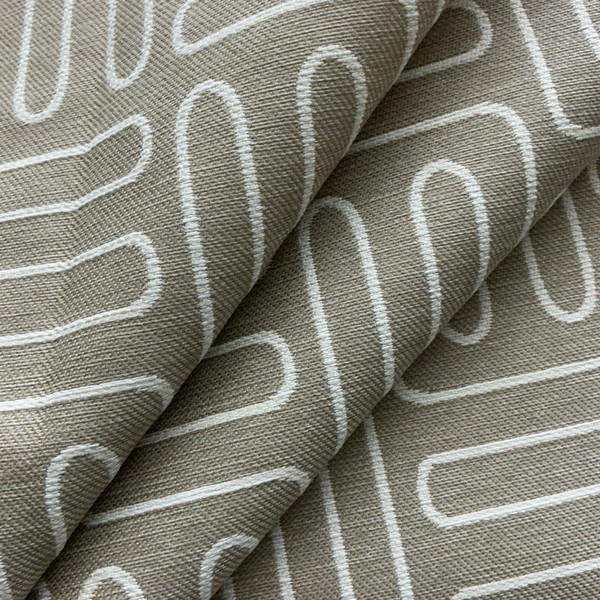 Jett in Chino | Upholstery Fabric | Wavy Line Design in Beige and Off White | Heavyweight | 54" Wide | By the Yard