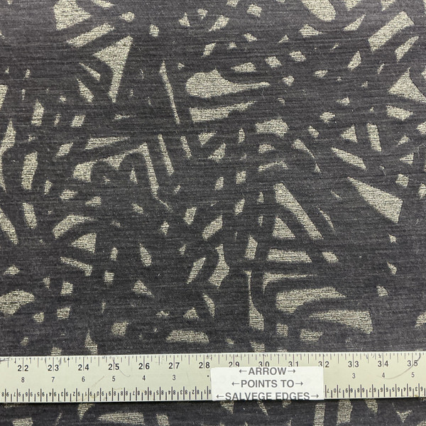 Abstract Design in Charcoal | Velvet Upholstery Fabric | Heavy Weight | 54" Wide | By the Yard