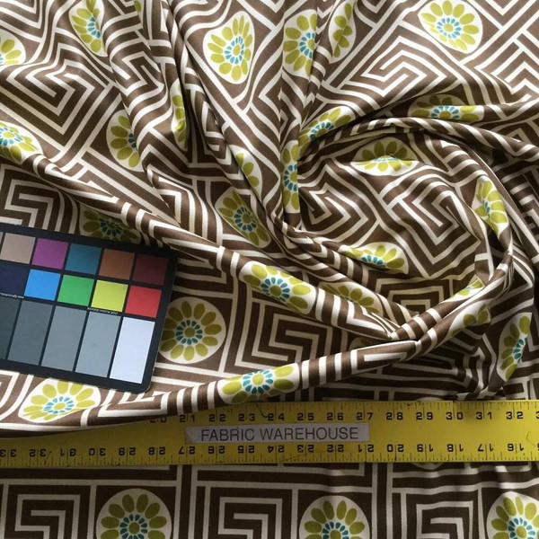 2.12 Yard Piece of Key Ring Maze in Brown Upholstery / Drapery Fabric | 54 Wide | By the Yard