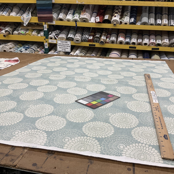 2 Yard Piece of Modern Floral Home Decor Fabric | Light Teal / Off White | Curtains / Light Upholstery | 100% Cotton | 54" Wide | By the Yard | PKL Studios "Pasadena" in Fog