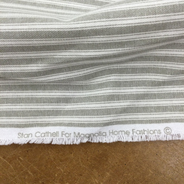 2 Yard Piece of Polo Stripe in Grey and White | Home Decor  / Drapery Fabric | Magnolia Home | 100% Cotton | 54" Wide | By the Yard