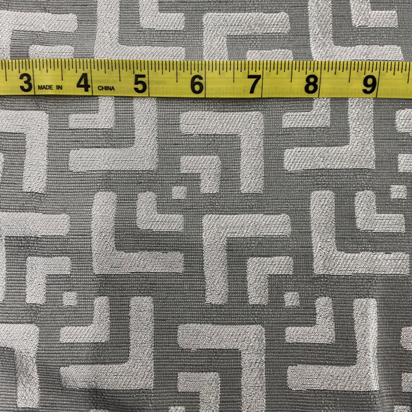 Winston In Pewter By Belle Maison | Curtain And Light Weight Upholstery | Geometric Grey | 59" Wide | 100% Poly | By the Yard