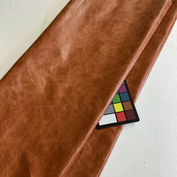 Distressed Saddle Brown Top Grain Premium Leather Hide | Chrome Tanned | 40+ Square Feet | .9 mm / 2.3 Ounce | Upholstery Leather