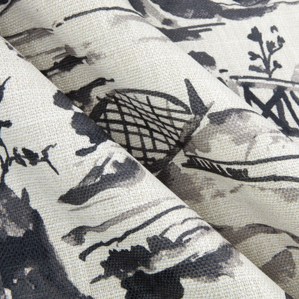 1.875 Yard Piece of Nanping Pagoda Basketweave Black | Medium/Heavyweight Basketweave Fabric | Home Decor Fabric | 54" Wide