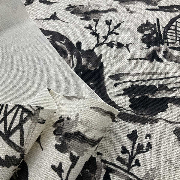 1.875 Yard Piece of Nanping Pagoda Basketweave Black | Medium/Heavyweight Basketweave Fabric | Home Decor Fabric | 54" Wide