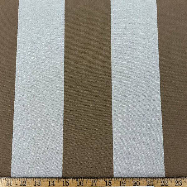 Recacril Stripes in Brown and Light Taupe | Waterproof Awning & Marine Canvas | 100% Solution Dyed Acrylic | 60" Wide | By the Yard
