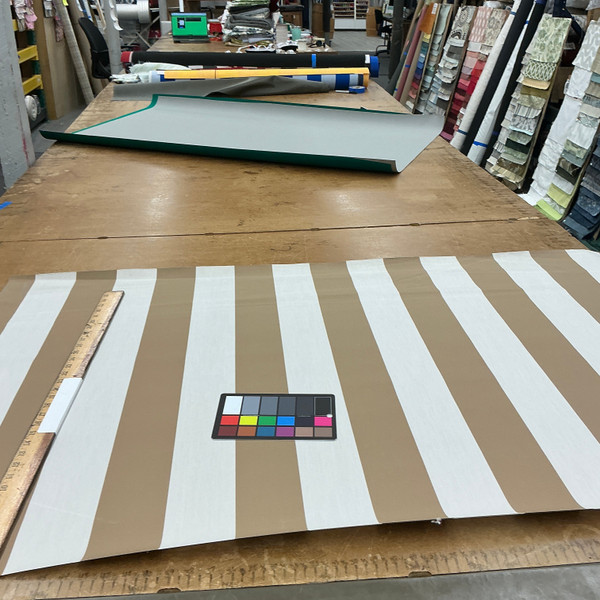 Recacril Stripes in Brown and Light Taupe | Waterproof Awning & Marine Canvas | 100% Solution Dyed Acrylic | 60" Wide | By the Yard