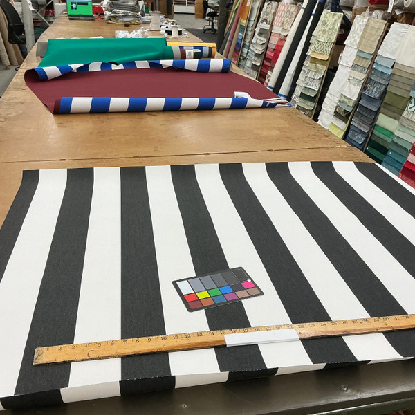 Recacril Black and White Stripe | Waterproof Awning & Marine Canvas | 100% Solution Dyed Acrylic | 60" Wide | By the Yard