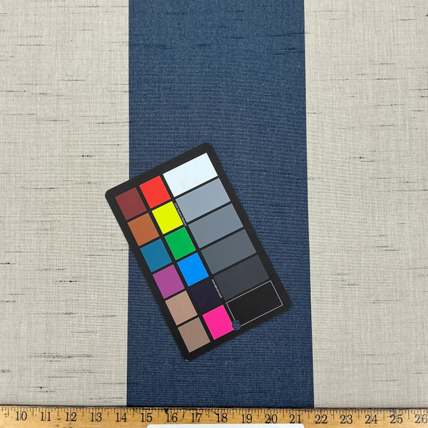 Recacril Stripes in Denim Blue and Beige Slub | Waterproof Awning & Marine Canvas | 100% Solution Dyed Acrylic | 46" Wide | By the Yard