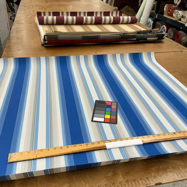 Recacril Valdespina Stripe R-969 Blue / Grey | Waterproof Awning & Marine Canvas | 100% Solution Dyed Acrylic | 47" Wide | By the Yard