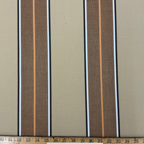 Recacril Lorca Stripe R-708 Tan / Orange / Brown / White | Waterproof Awning & Marine Canvas | 100% Solution Dyed Acrylic | 47" Wide | By the Yard