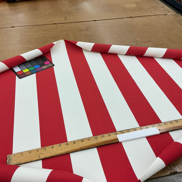 Recacril Big Sur Stripe Candy Cane / Red and White R-9613 | Waterproof Awning & Marine Canvas | 100% Solution Dyed Acrylic | 60" Wide | By the Yard