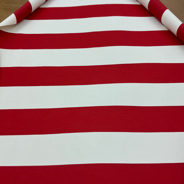 Recacril Big Sur Stripe Candy Cane / Red and White R-9613 | Waterproof Awning & Marine Canvas | 100% Solution Dyed Acrylic | 60" Wide | By the Yard