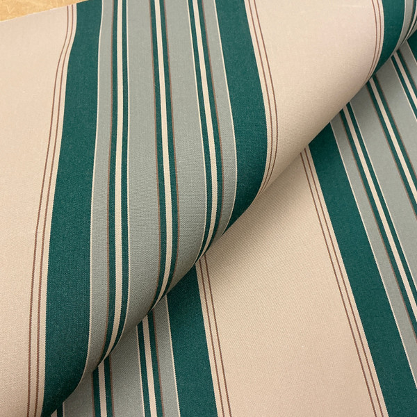 Recacril Celio Stripe R-071 Brown / Forest Green | Waterproof Awning & Marine Canvas | 100% Solution Dyed Acrylic | 47" Wide | By the Yard