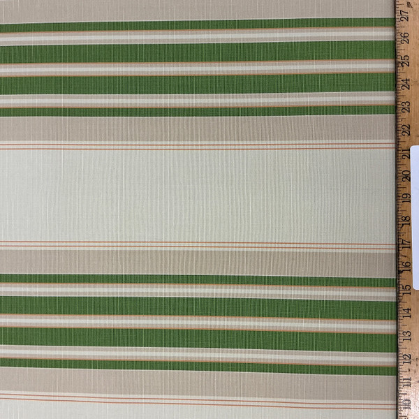 Recacril Monti Stripe R-074 Green / Beige / Orange  | Waterproof Awning & Marine Canvas | 100% Solution Dyed Acrylic | 47" Wide | By the Yard