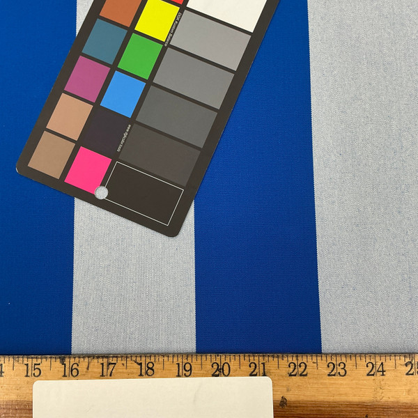 Recacril Foix Stripe Blue and Heathered Blue / White R-166 | Waterproof Awning & Marine Canvas | 100% Solution Dyed Acrylic | 47" Wide | By the Yard