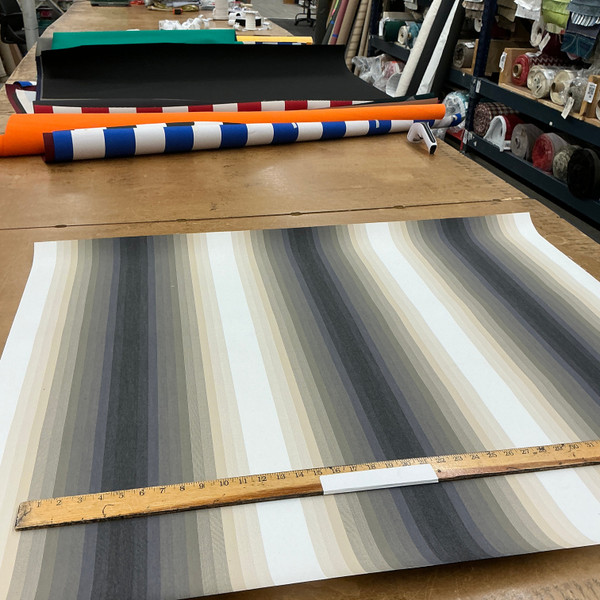 Recacril Segre Stripe R-352 Ombre Black / Grey / Beige / White | Waterproof Awning & Marine Canvas | 100% Solution Dyed Acrylic | 47" Wide | By the Yard