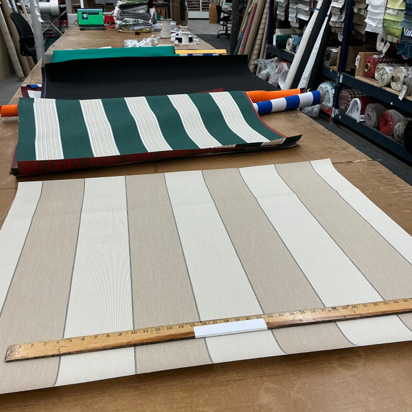 Recacril Goldana Stripe R-876 Beige / Black / Tan | Waterproof Awning & Marine Canvas | 100% Solution Dyed Acrylic | 47" Wide | By the Yard