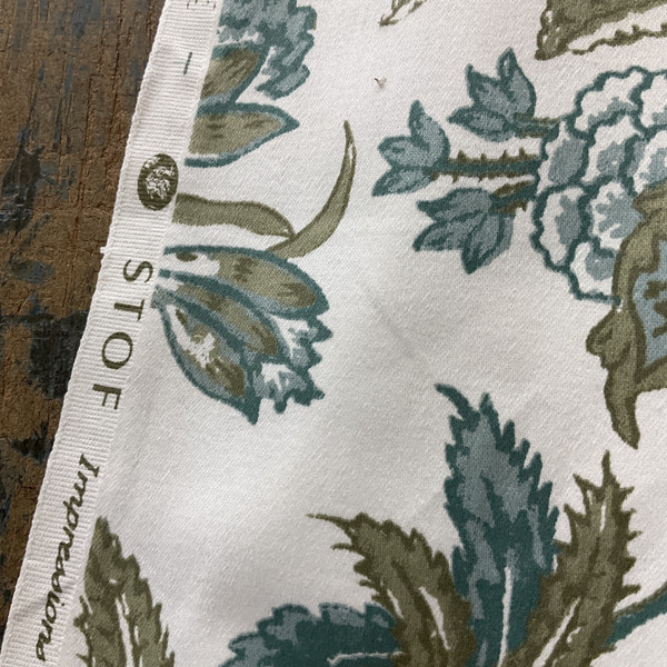 1.5 Yard Piece of STOF France Malaca Sateen Duck Celadon | Medium Weight Duck, Sateen Fabric | Home Decor Fabric | 55" Wide