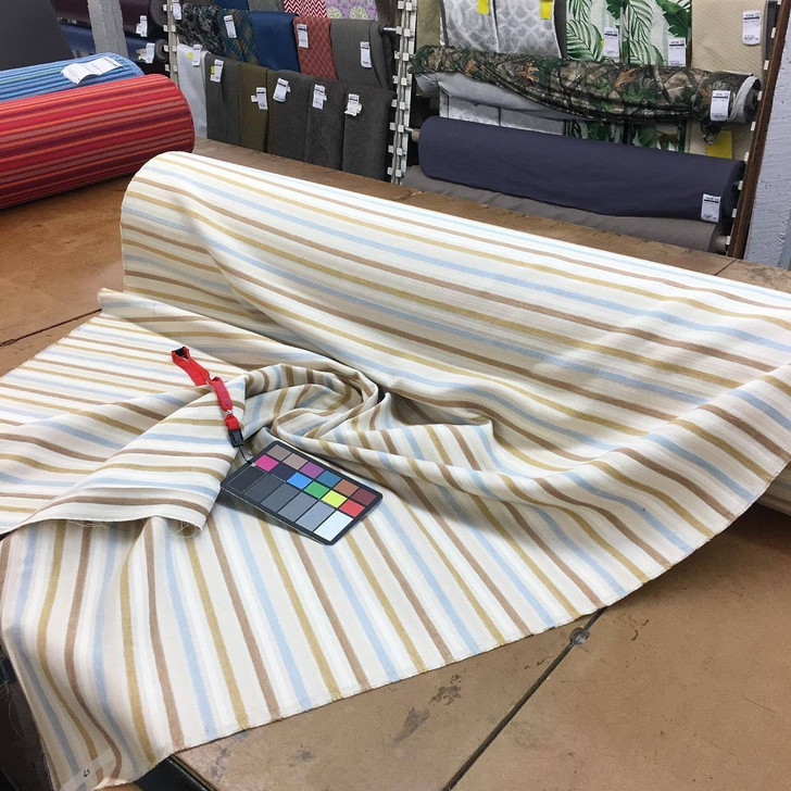 Natural Off White Chenille Stripe Upholstery | Soft  Durable Upholstery Fabric