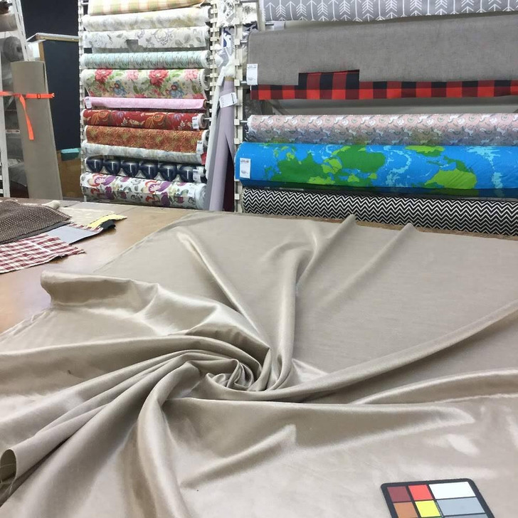 Shiny Mottled Tan Drapery / Upholstery Fabric | 54" wide | By the Yard