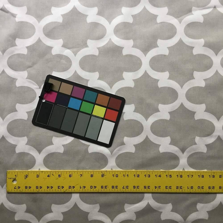 Moroccan Tile Geometric in Gray and White Upholstery / Drapery Fabric | 54" Wide