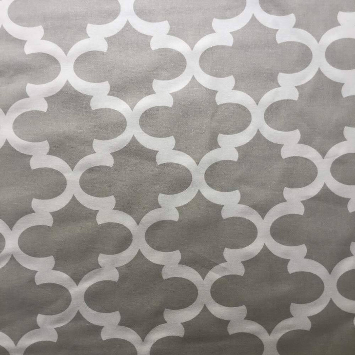 Moroccan Tile Geometric in Gray and White Upholstery / Drapery Fabric | 54" Wide