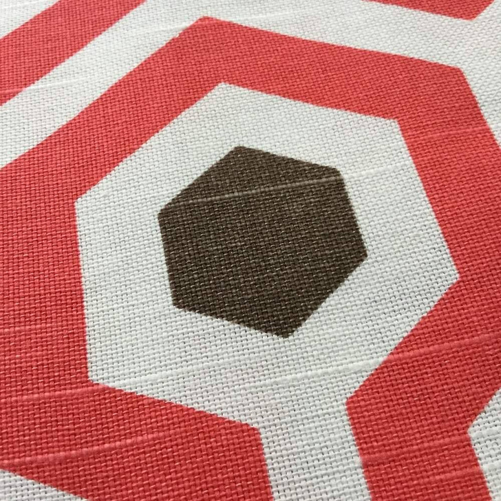 Hexagon Geometric in Salmon and Brown Home Decor Fabric | 54" W | By the Yard