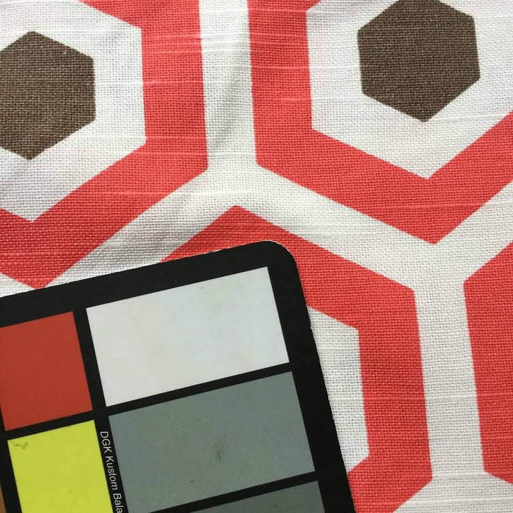 Hexagon Geometric in Salmon and Brown Home Decor Fabric | 54" W | By the Yard