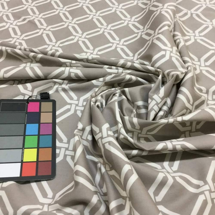 Geometric Trellis in Taupe Upholstery / Drapery Fabric | Braemore | 54 W | BTY