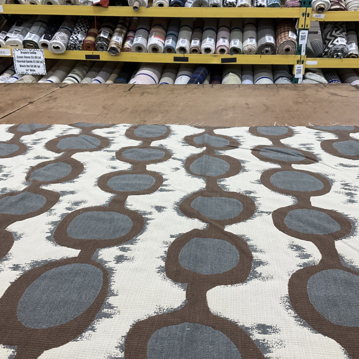 Geometric Circles | Brown / Gray / Beige | Upholstery Fabric | 54 Wide | BTY