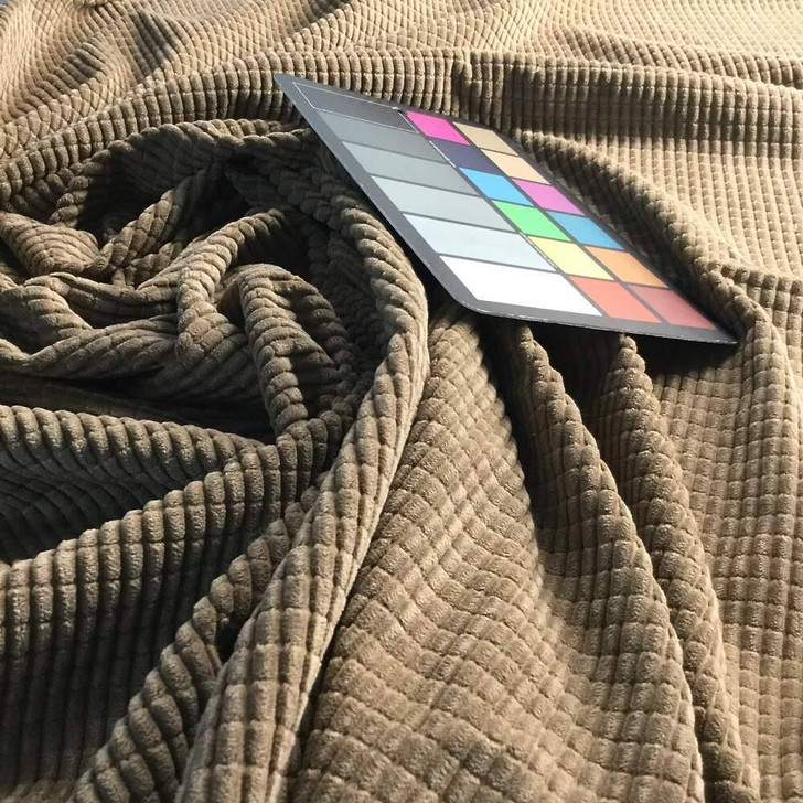 Light Chocolate Brown with Gridded Texture | Upholstery Fabric | 54 Wide | BTY