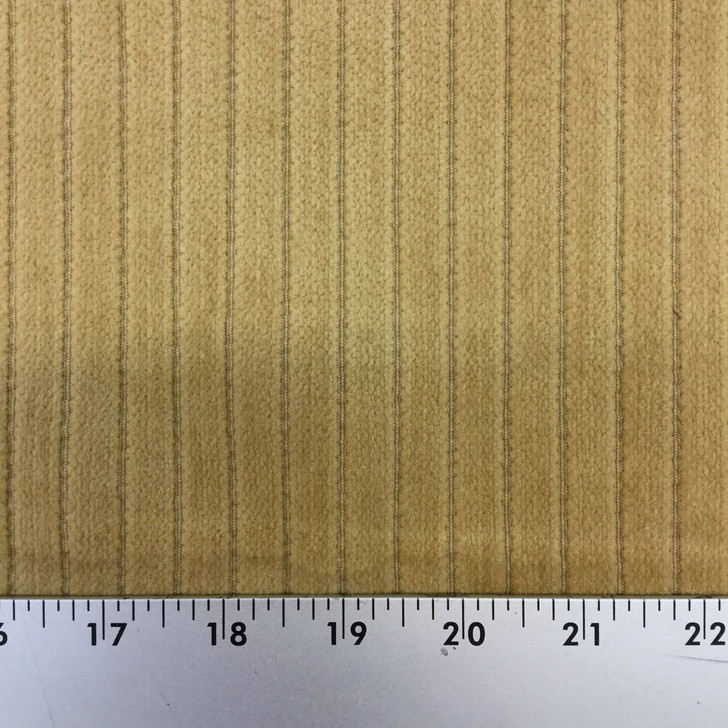 Khaki Tan Chenille with Horizontal Stripes | Upholstery Fabric | 54 Wide | BTY