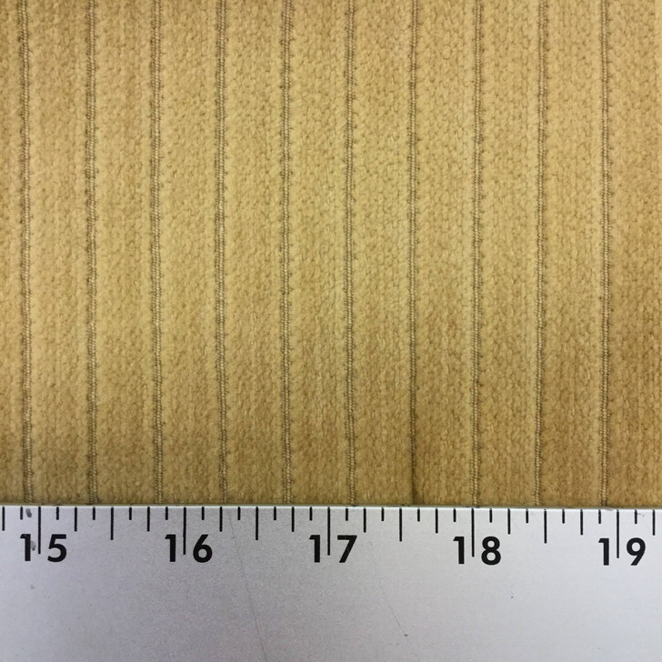 Khaki Tan Chenille with Horizontal Stripes | Upholstery Fabric | 54 Wide | BTY
