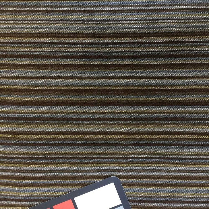 Horizontal Thin Stripes in Brown, Gray, Tan | Upholstery Fabric | 59 Wide | BTY