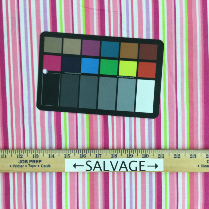 100% Cotton Quilting Fabric | Pink Green Stripe | 44" Wide | By The Yard