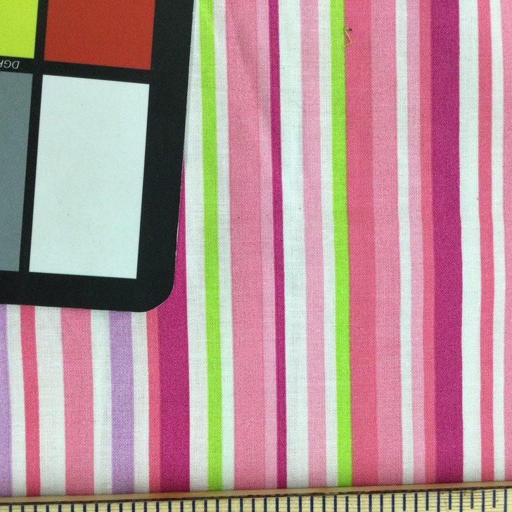 100% Cotton Quilting Fabric | Pink Green Stripe | 44" Wide | By The Yard