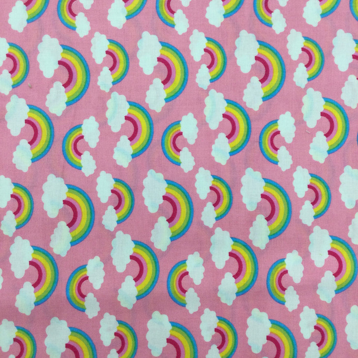 100% Cotton Quilting Fabric | Rainbows and Clouds  | 44" Wide | By The Yard