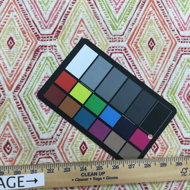 Ricochet in Masala | Bohemian Diamonds in Red / Pink / Green | Upholstery / Drapery Fabric | Richloom | 54" Wide | By the Yard