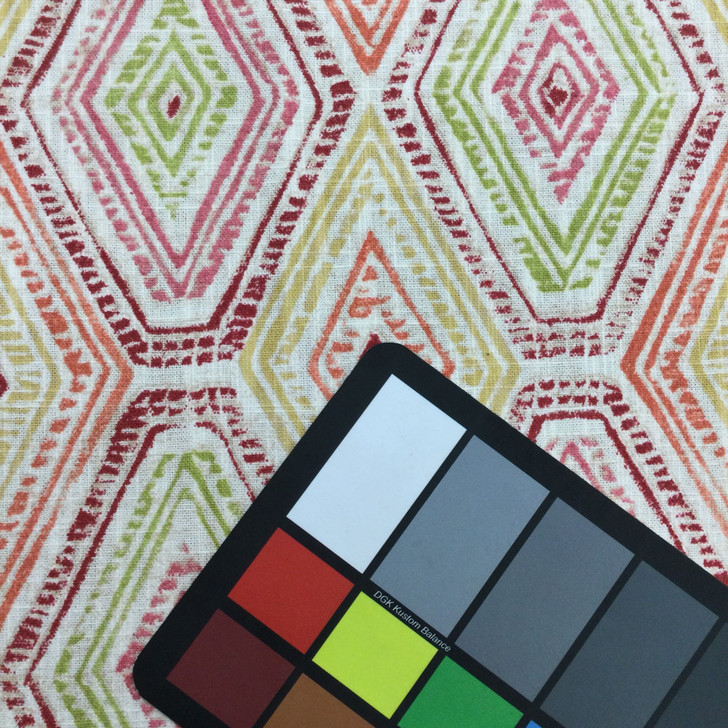 Ricochet in Masala | Bohemian Diamonds in Red / Pink / Green | Upholstery / Drapery Fabric | Richloom | 54" Wide | By the Yard