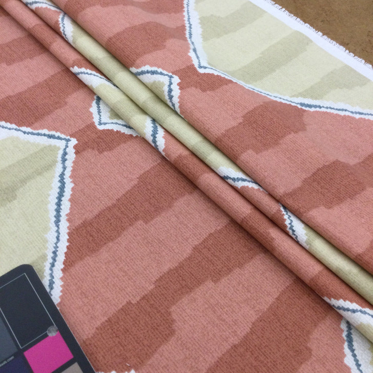 Gustavian in Prairie | Diamond Geometric in Salmon and Khaki | Upholstery / Drapery Fabric | Robert Allen | 54" Wide | By the Yard