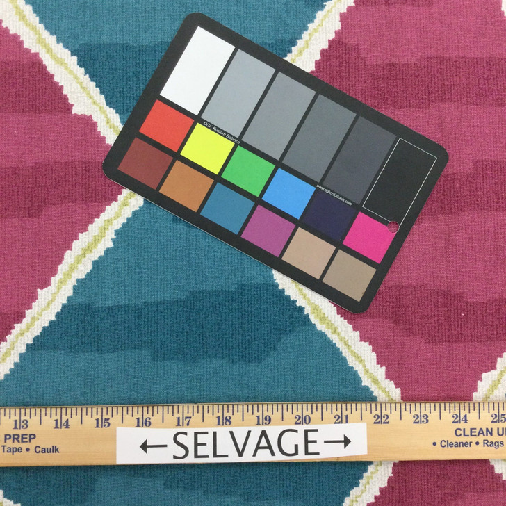 Gustavian in Everglade | Diamond Geometric in Plum and Teal Green | Upholstery / Drapery Fabric | Robert Allen | 54" Wide | By the Yard