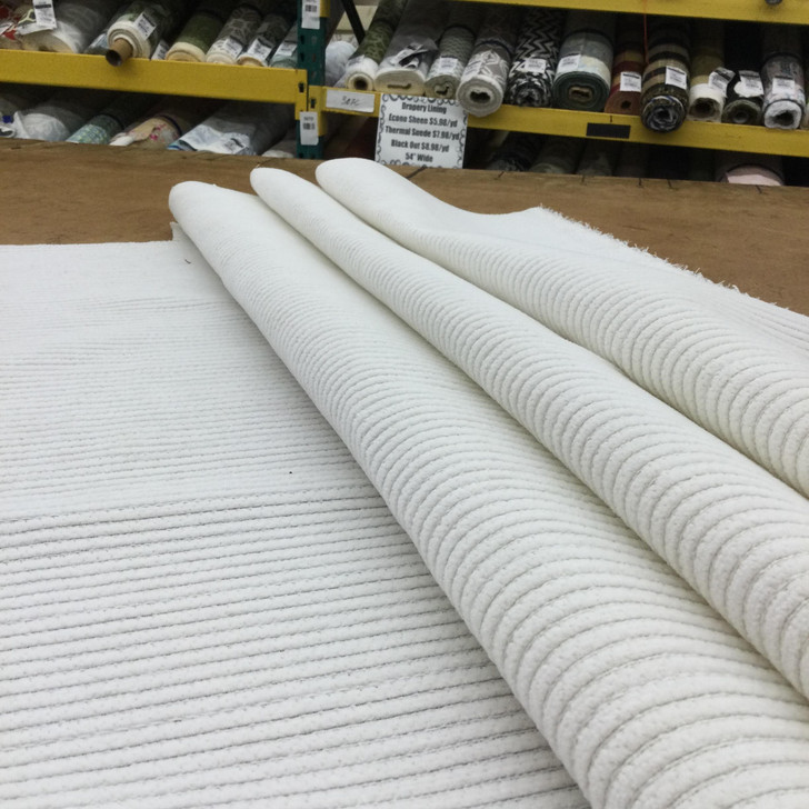 Chenille Corduroy in White | Upholstery Fabric | 54" Wide | By the Yard | Stain Resistant