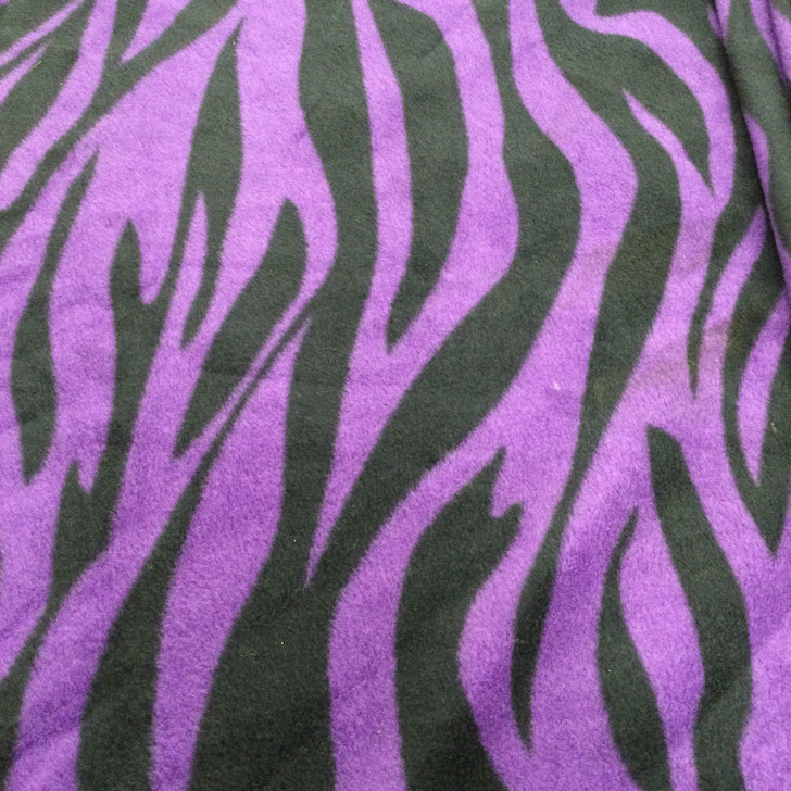 Purple and Black Zebra Stripe Novelty Polar Fleece | By The Yard | 60 Inch Wide Fabric
