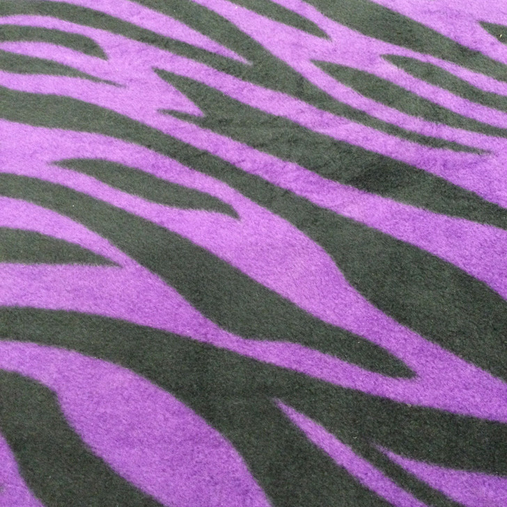 Purple and Black Zebra Stripe Novelty Polar Fleece | By The Yard | 60 Inch Wide Fabric