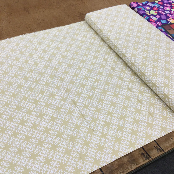 Tan Floral Latticework Print |  Blender | Quilting Fabric | 100% Cotton | 44 wide | By the Yard 3481