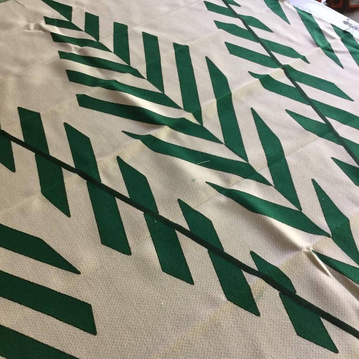 1 Yard Piece of Large Scale Angular Leaf Fronds in Green and White | Upholstery Fabric | 57 Wide | UPSCK656-REM2