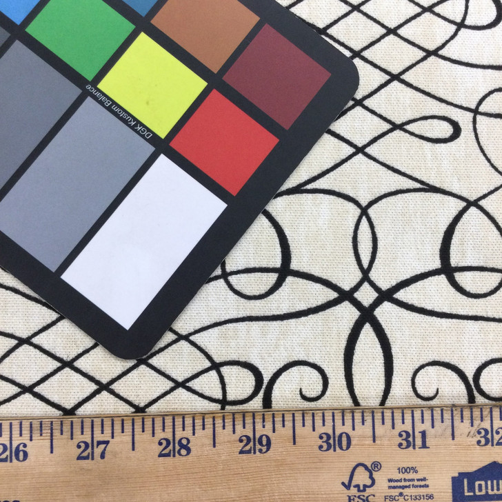 Calligraphy Swirl in Black and Off White | Waverly Home Decor  / Drapery Fabric | 100% Cotton | 54" Wide | By the Yard